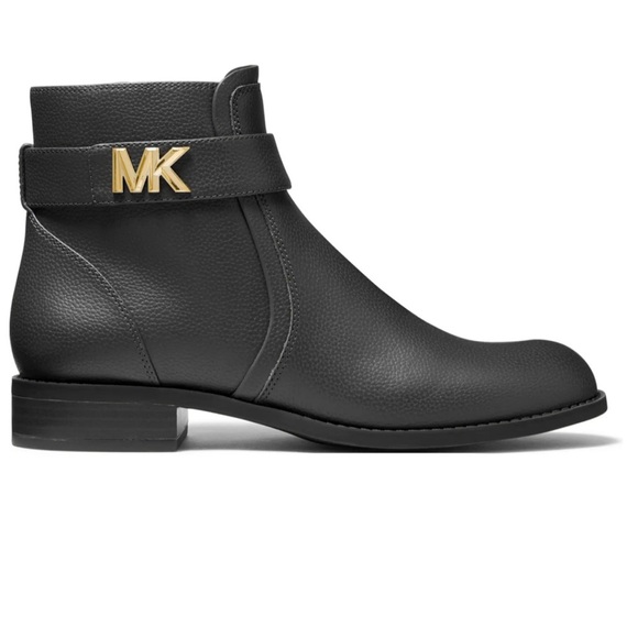 MICHAEL KORS JILLY FLAT BOOTIE Black Ankle Boots Size 7, 7.5, AUTHENTIC NEW - Picture 2 of 5